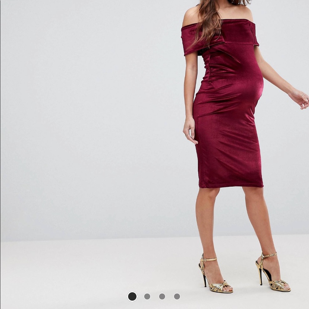 ASOS Maternity Bardot Velvet BodyCon Dress